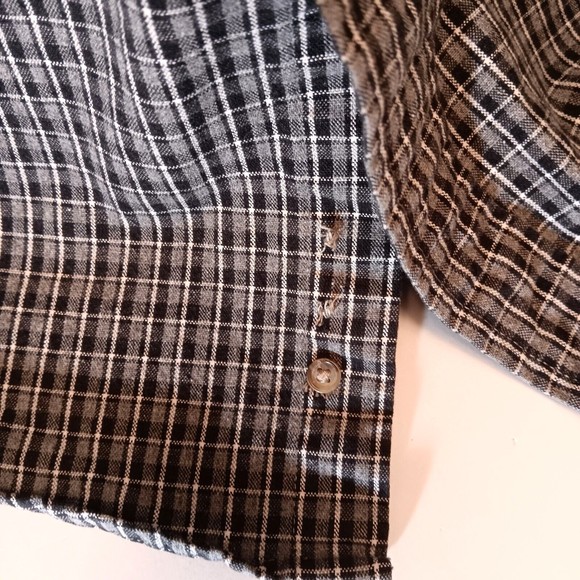 Eddie Bauer Heavy Cotton Long Sleeve Button Down Brown Plaid Shirt Men 2XL/T - Picture 7 of 8